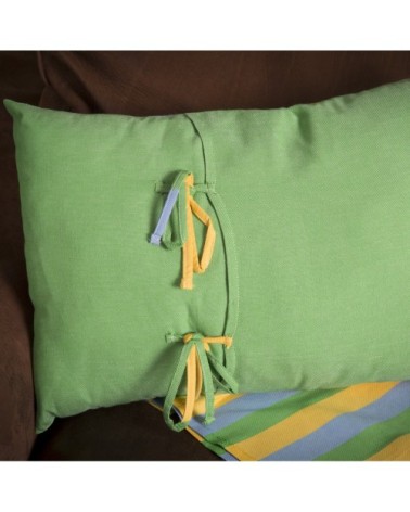 Housse coussin coton tricolore vert jaune turquoise 35 x 50