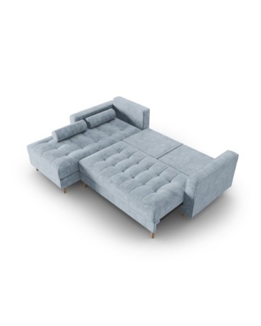 Canapé d'angle 5 places en tissu structuré bleu clair