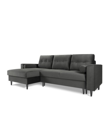 Canapé d'angle 4 places en velours gris foncé