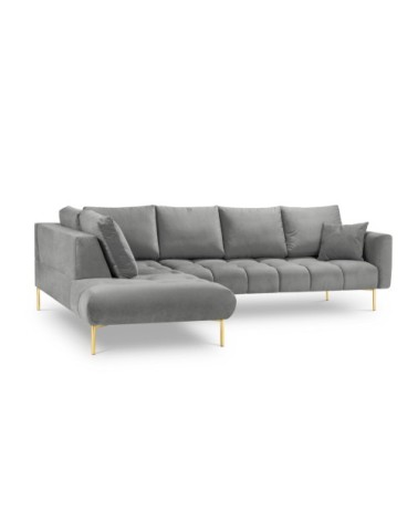 Canapé d'angle 5 places en velours gris