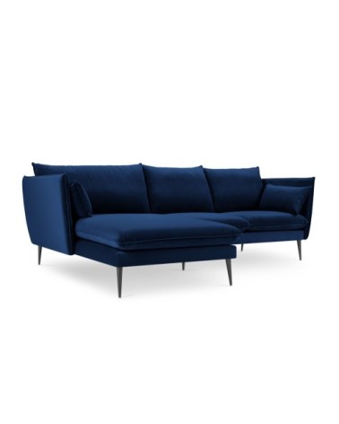 Canapé d'angle 4 places en velours bleu roi