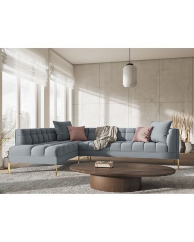 Canapé d'angle tissu structuré bleu clair 5 places