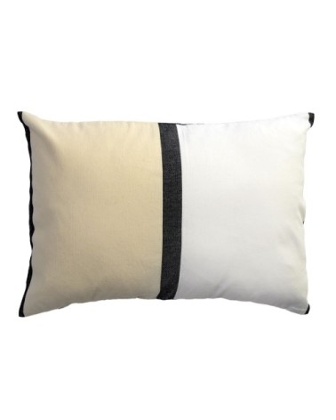 Housse de coussin coton tricolore noir blanc et écru 35 x 50