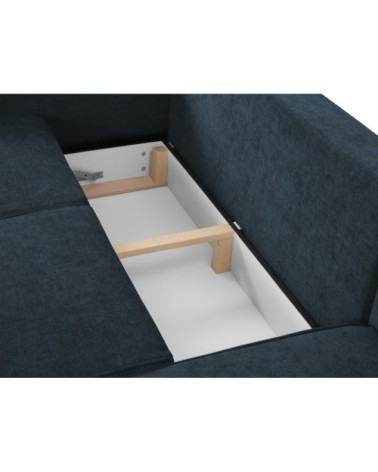 Canapé d'angle 4 places en tissu structuré bleu foncé