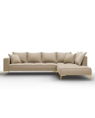 Canapé d'angle 5 places en tissu structuré beige