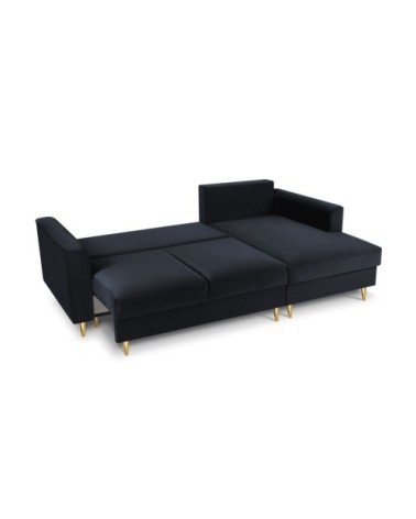 Canapé d'angle 4 places en velours bleu foncé