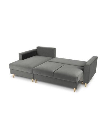 Canapé d'angle 4 places en velours gris clair