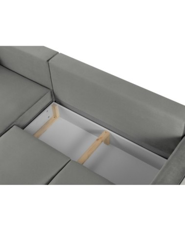 Canapé d'angle 4 places en velours gris clair