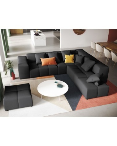 Canapé d'angle 5 places en tissu structuré noir