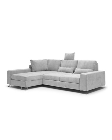 Canapé d'angle 4 places en velours gris clair