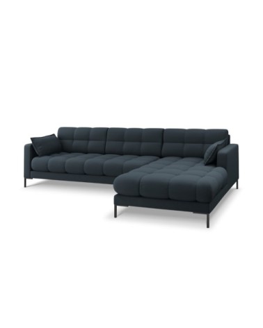 Canapé d'angle droit 5 places en tissu structurel bleu