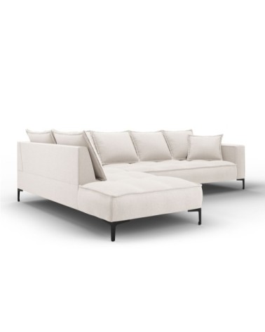 Canapé d'angle 5 places en tissu structuré beige