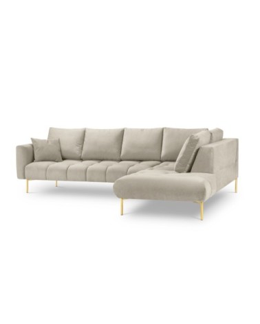 Canapé d'angle 5 places en velours beige
