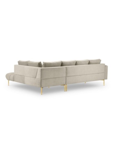 Canapé d'angle 5 places en velours beige