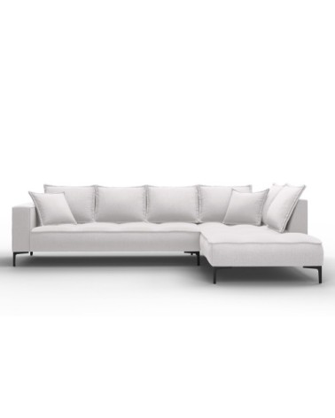 Canapé d'angle 5 places en tissu structuré gris clair