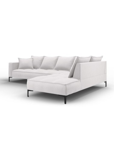 Canapé d'angle 5 places en tissu structuré gris clair