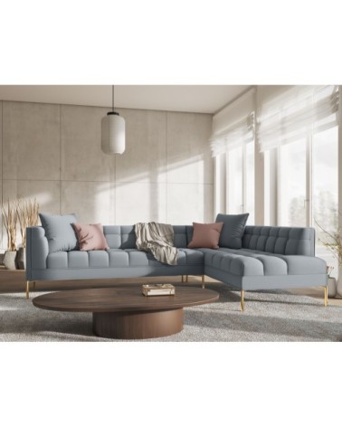 Canapé d'angle tissu structuré bleu clair 5 places