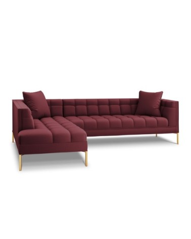 Canapé d'angle tissu structuré rouge foncé 5 places