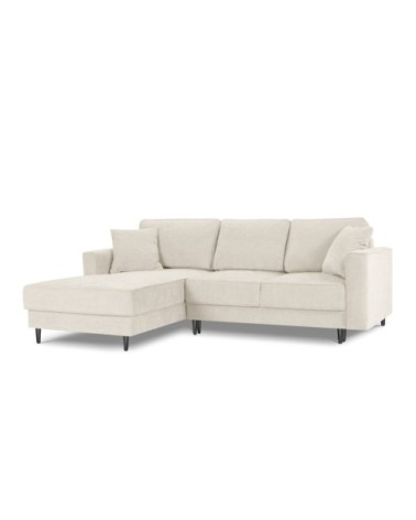 Canapé d'angle 4 places en tissu structuré beige