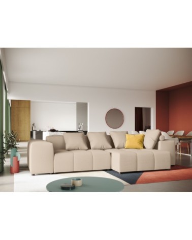 Canapé d'angle 4 places en tissu structuré beige