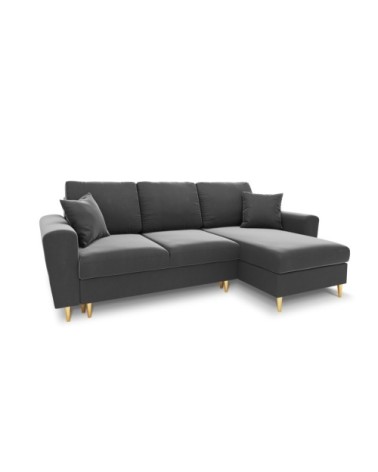 Canapé d'angle reversible, convertible 4 places velours gris clair