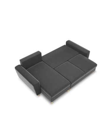Canapé d'angle reversible, convertible 4 places velours gris clair