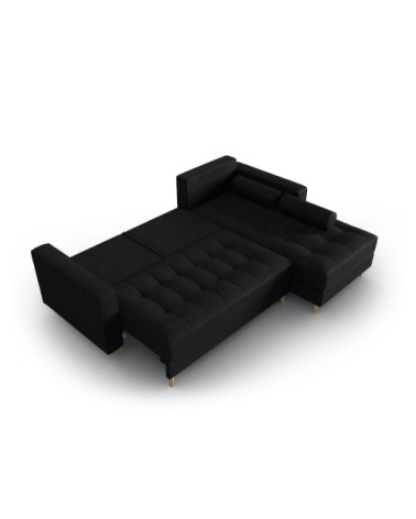 Canapé d'angle 5 places en imitation cuir noir