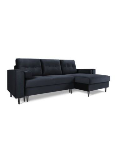 Canapé d'angle 4 places en velours bleu foncé