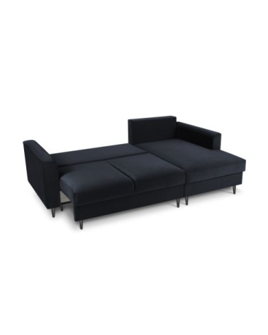 Canapé d'angle 4 places en velours bleu foncé