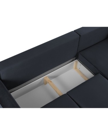 Canapé d'angle 4 places en velours bleu foncé