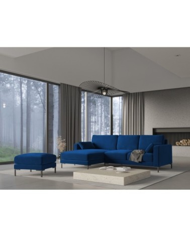 Canapé d'angle 4 places en velours bleu roi