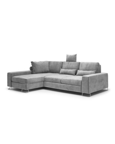 Canapé d'angle 4 places en velours gris