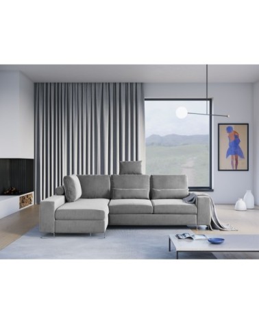 Canapé d'angle 4 places en velours gris