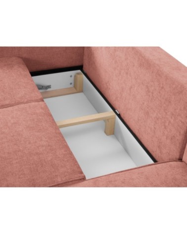 Canapé d'angle 4 places en tissu structuré rose