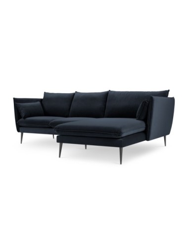 Canapé d'angle 4 places en velours bleu foncé