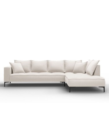 Canapé d'angle 5 places en tissu structuré beige clair
