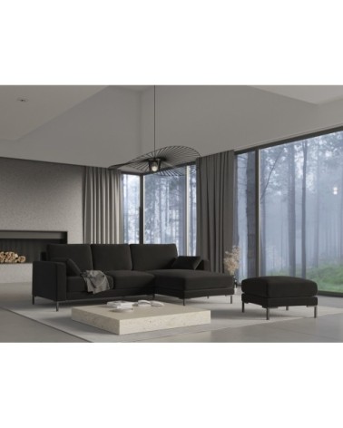 Canapé d'angle 4 places en velours noir