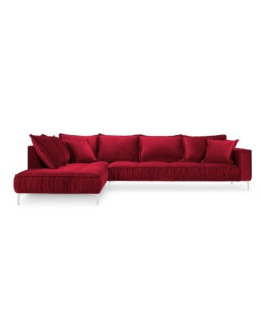 Canapé d'angle 5 places en velours rouge