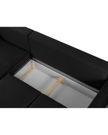 Canapé d'angle 4 places en velours noir