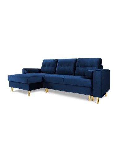 Canapé d'angle 4 places en velours bleu roi