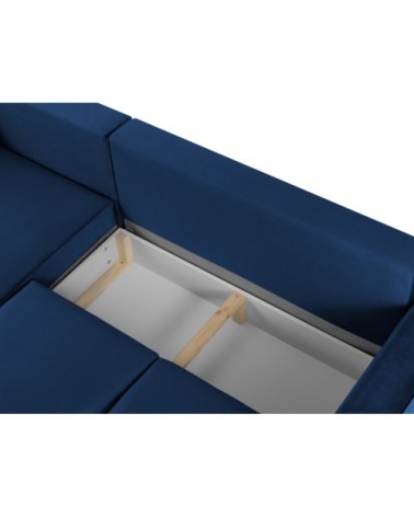 Canapé d'angle 4 places en velours bleu roi