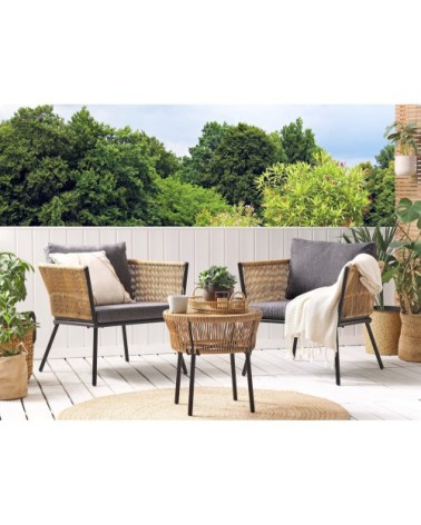 Salon de jardin bistrot effet rotin naturel