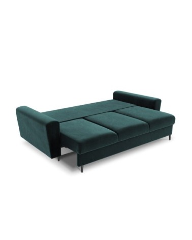 Canapé convertible 3 places en tissu velours pétrole