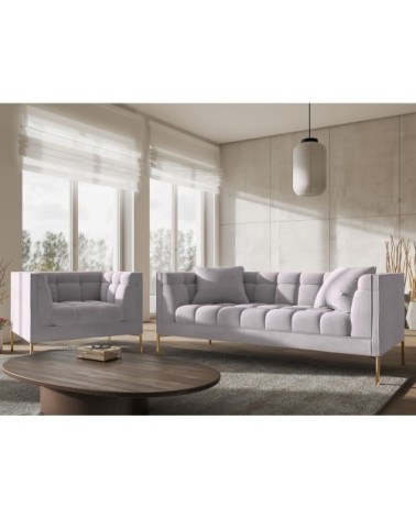 Canapé velours argent 2 places