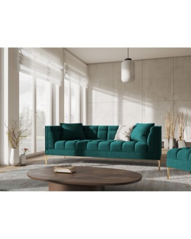 Canapé velours turquoise 3 places
