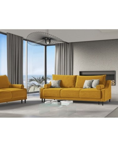 Canapé 3 places en velours jaune