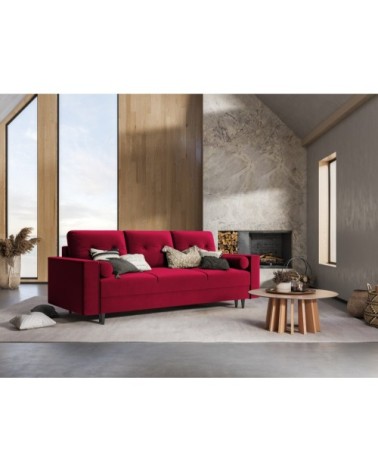 Canapé 3 places en velours rouge
