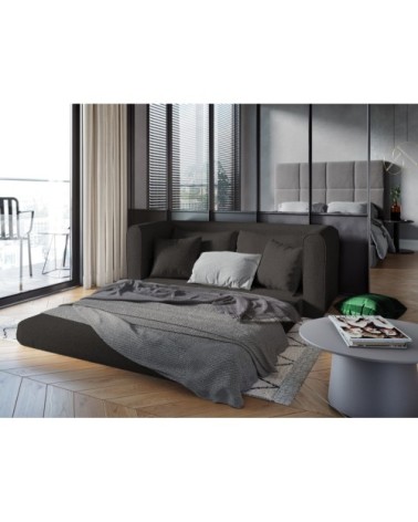 Canapé 2 places en tissu structuré gris foncé