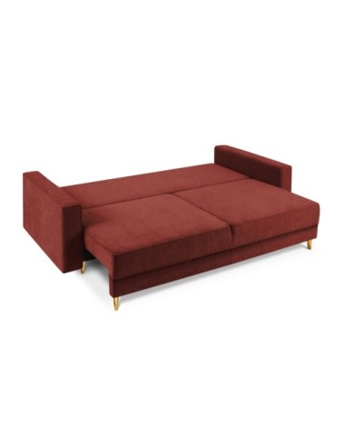 Canapé 3 places en tissu structuré rouge