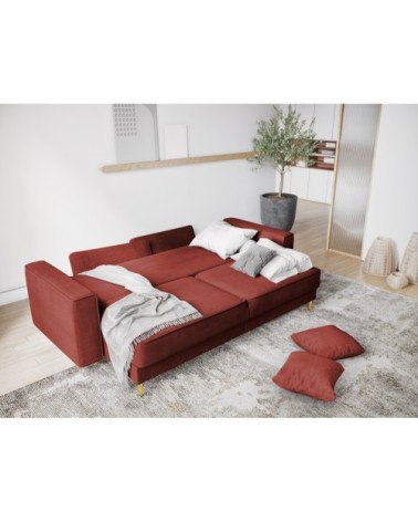 Canapé 3 places en tissu structuré rouge